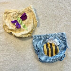 Baby Aspen‎ Bloomers 6-12 M Set of 2 Diaper Covers Yellow Blue Butterfly Bee